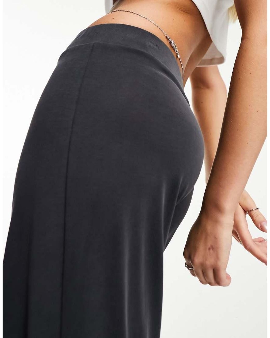 Monki Blue Super Soft Low Waist Wide Leg Jersey Trousers