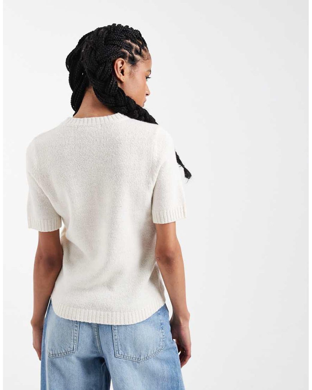 Threadbare Natural Knitted Tee With Lemon Embroidery