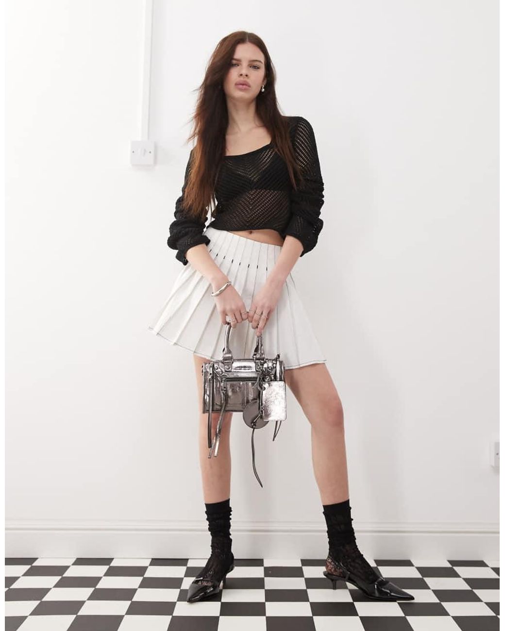 Amy Lynn White Pleated Mini Skirt