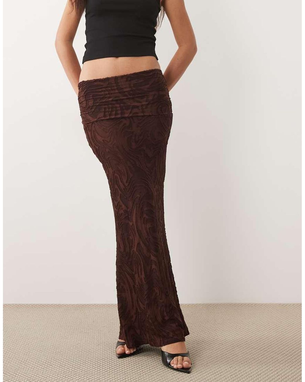 ASOS Natural Burnout Maxi Skirt With Overwrap Detail