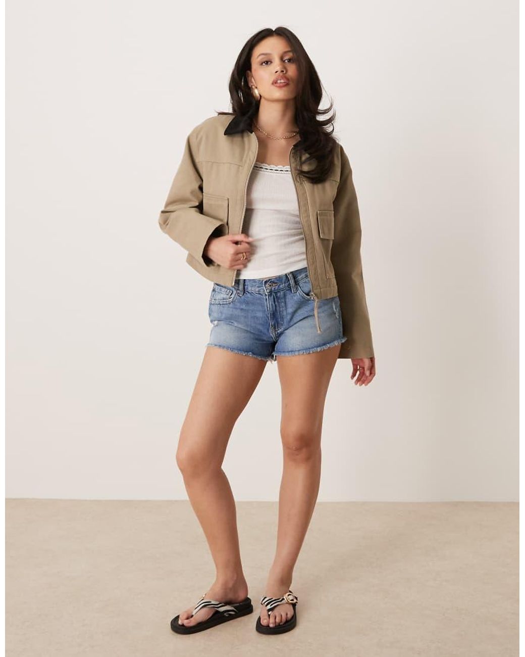 Gina Tricot Blue Raw Hem Distressed Look Denim Shorts