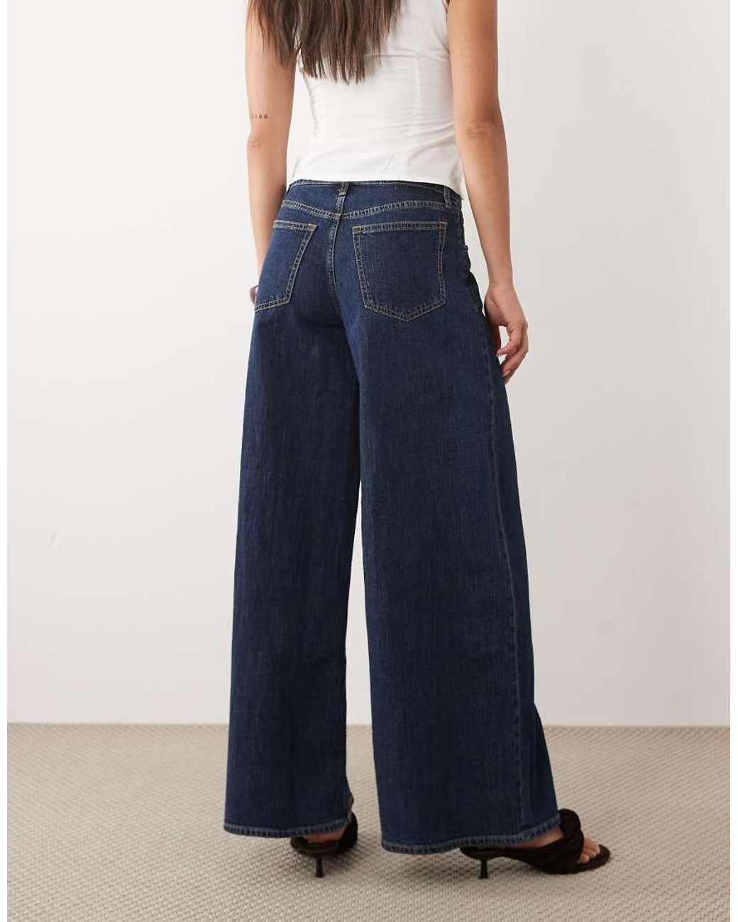 Abercrombie & Fitch Blue Lightweight Denim High Rise Ultra Wide Trousers