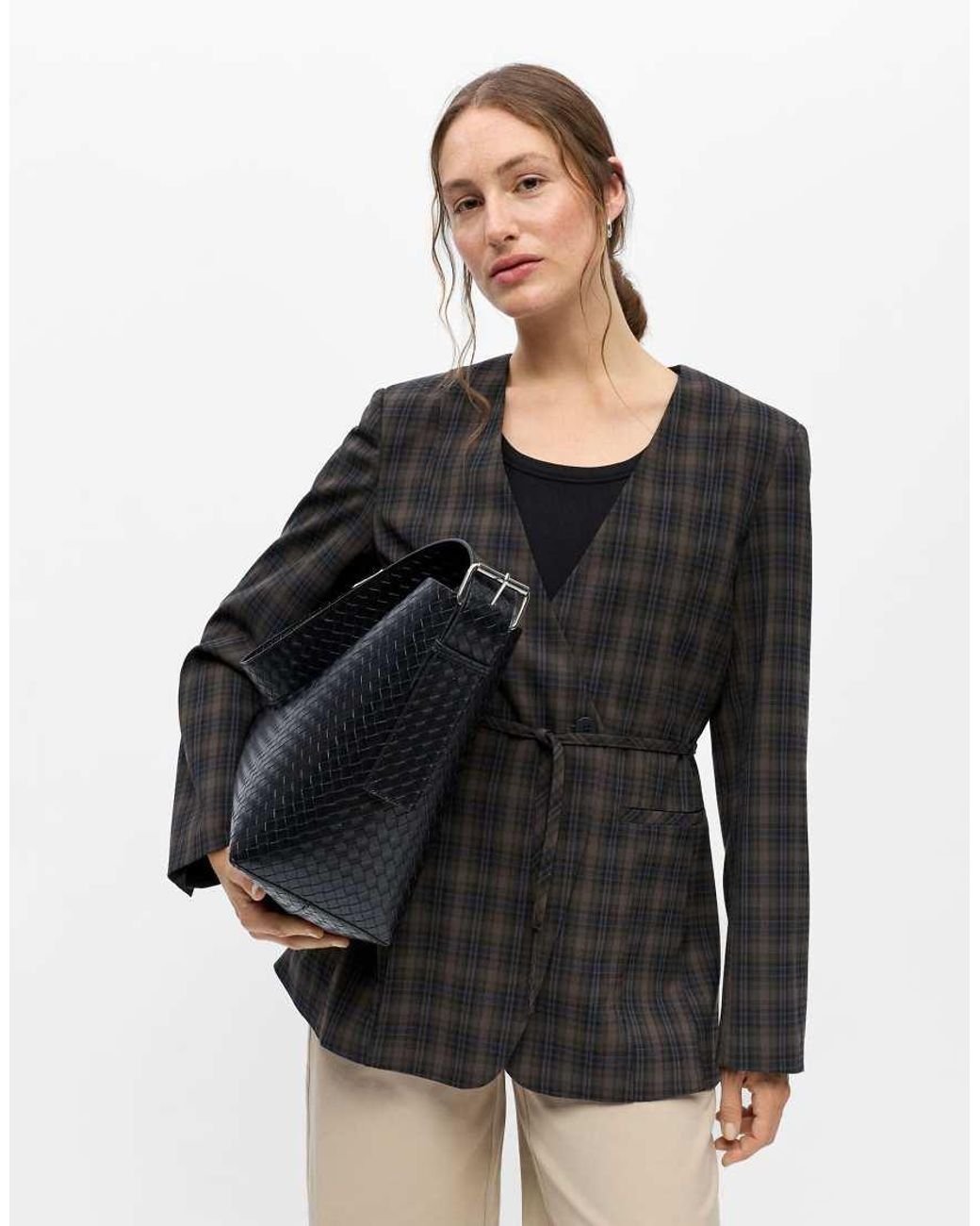Object Black Gael Braided Shopper Bag