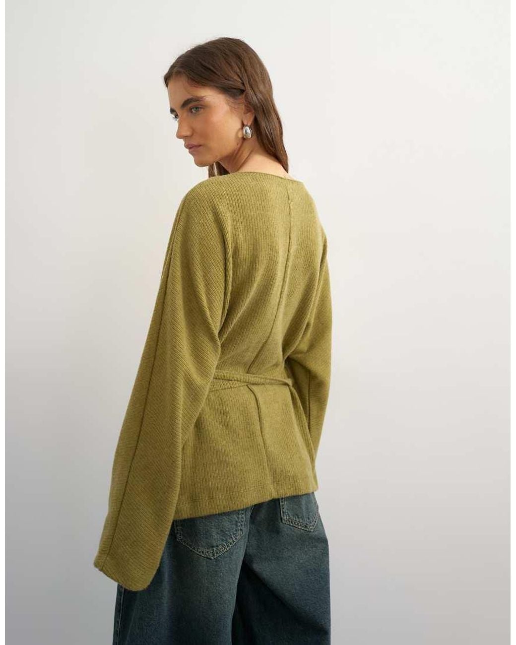TOPSHOP Green Supersoft Wrap Detail Top Co-ord
