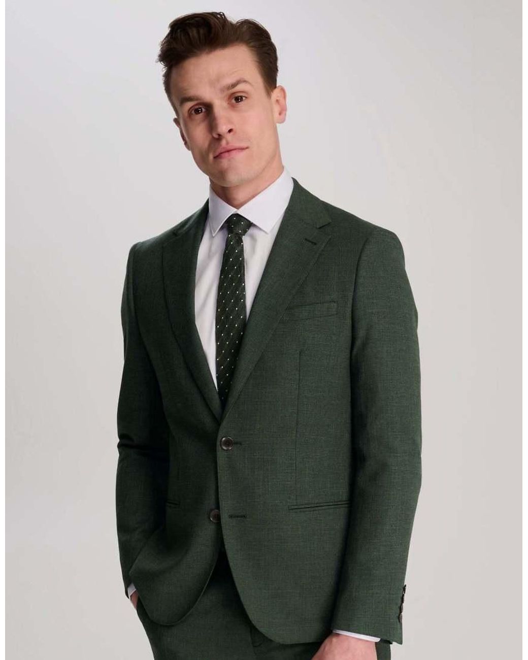 Harry Brown Green Sandro Slim Fit Linen Look Suit Jacket for men