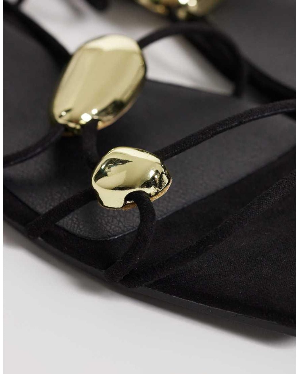 Glamorous Metallic Flat Sandals With Molten Detailing