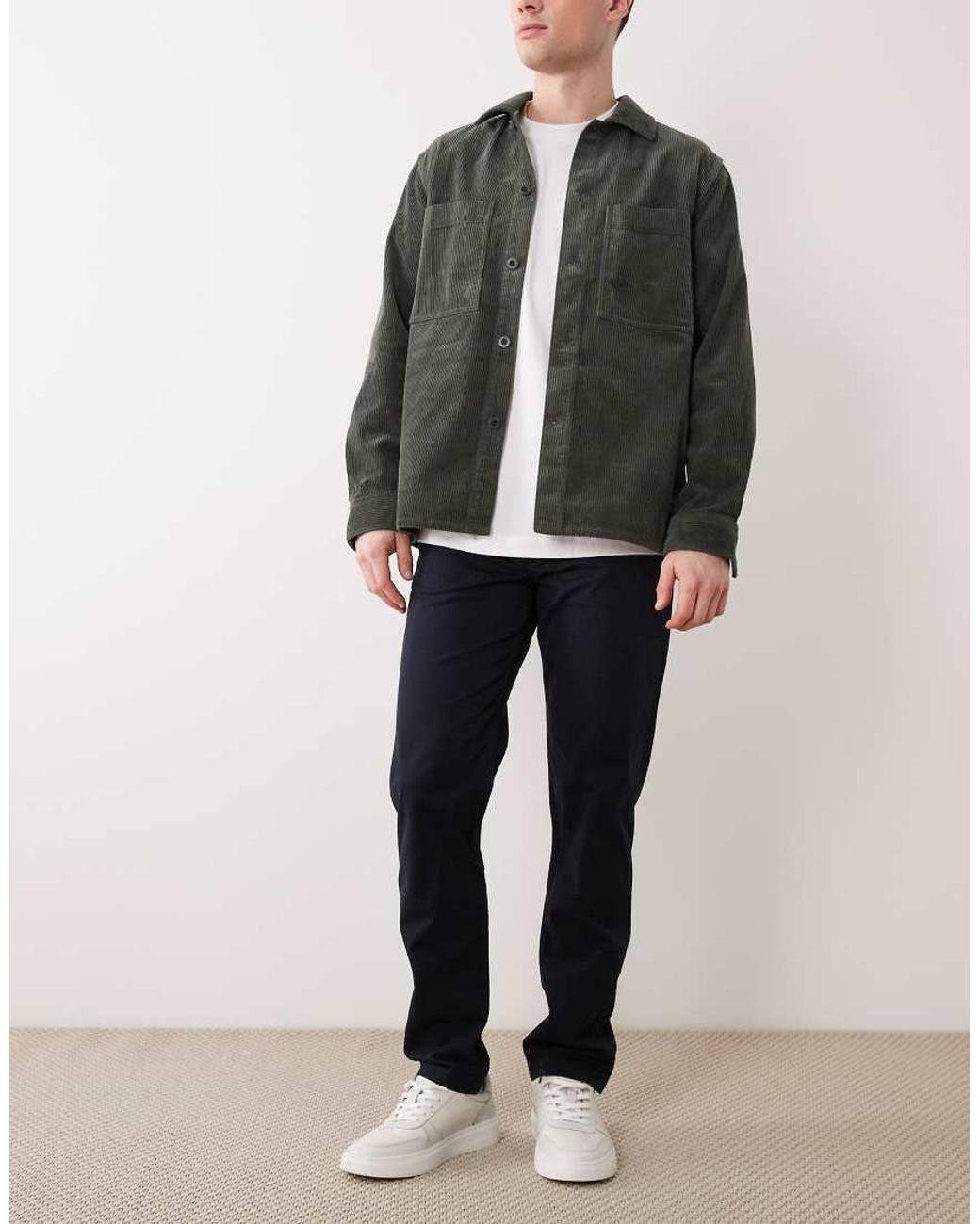 Mango Black Cotton Mix Regular Fit Tapered Trousers for men