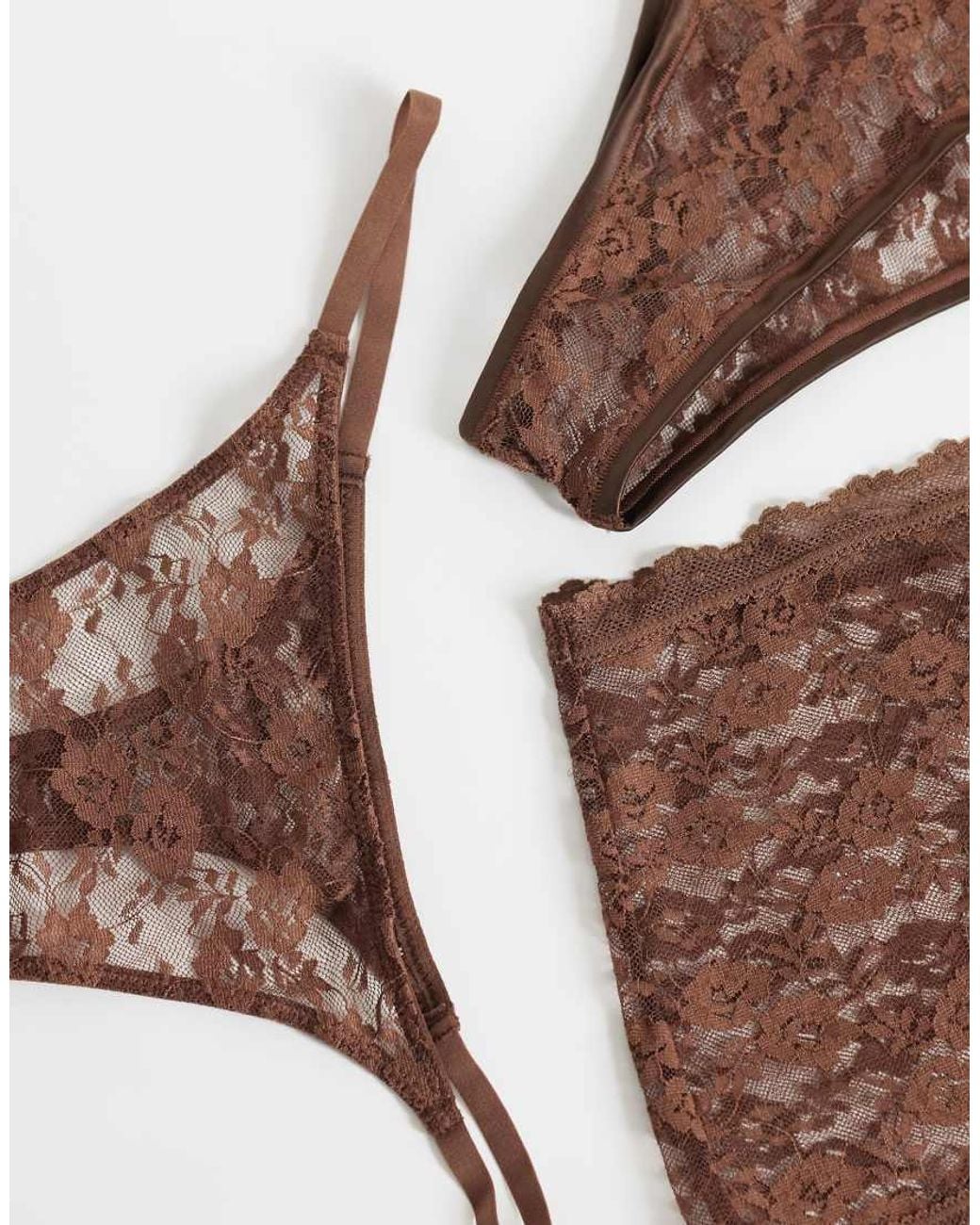 ASOS Natural 'The Essentials' 3 Pack Lace Tanga Thong, Brazilian & Boxer Short