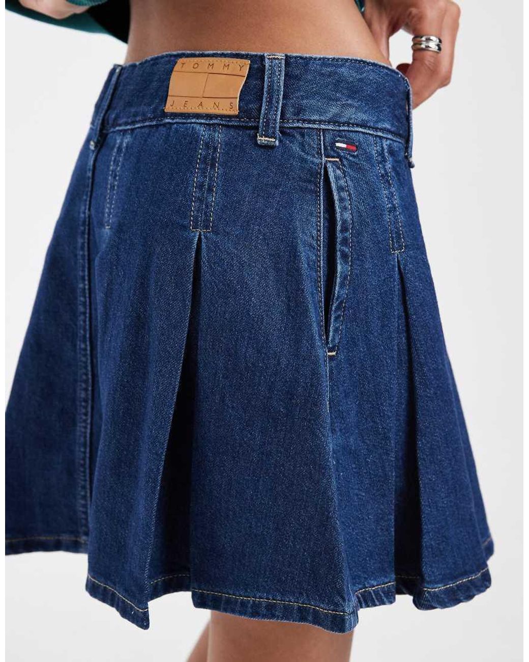Tommy Hilfiger Blue Pleated Denim Mini Skirt