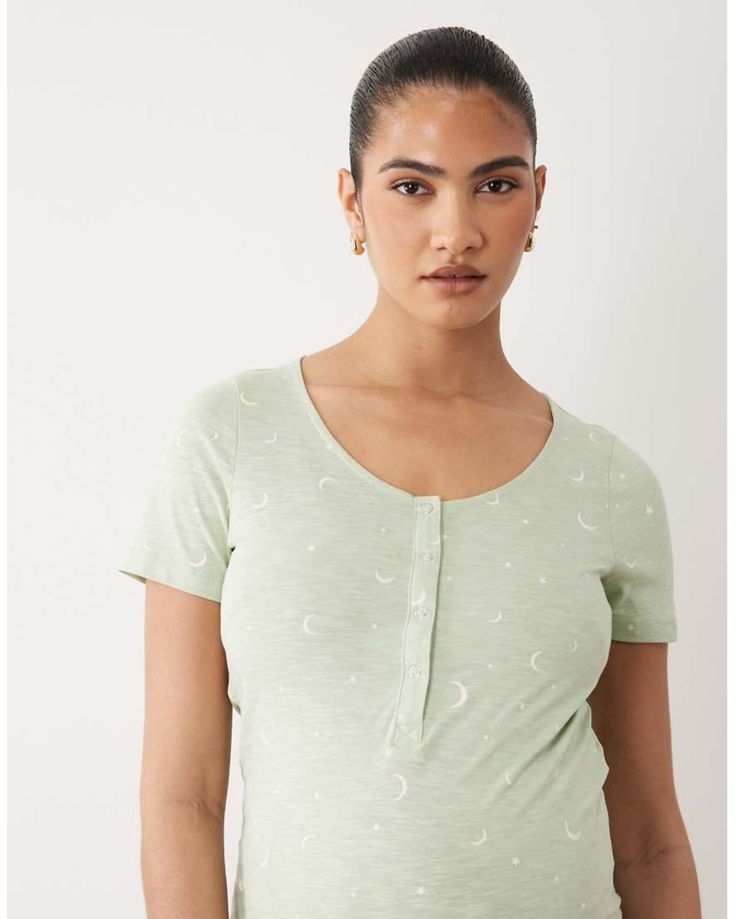 Mama.licious Green Mamalicious Maternity Star Print Nightdress With Nursing Function