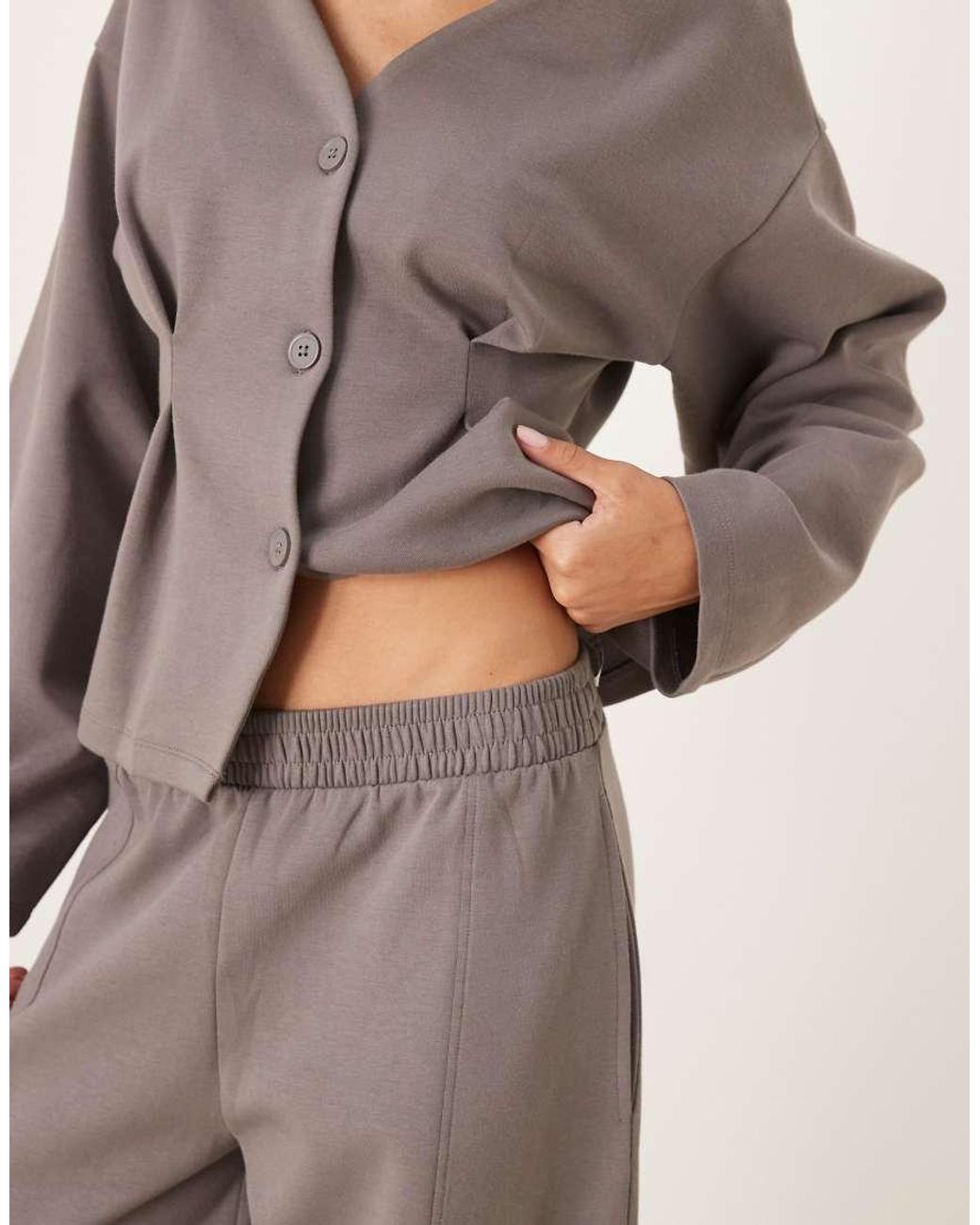 ASOS Natural Interlock Barrel Leg Sweatpants With Seam Detail