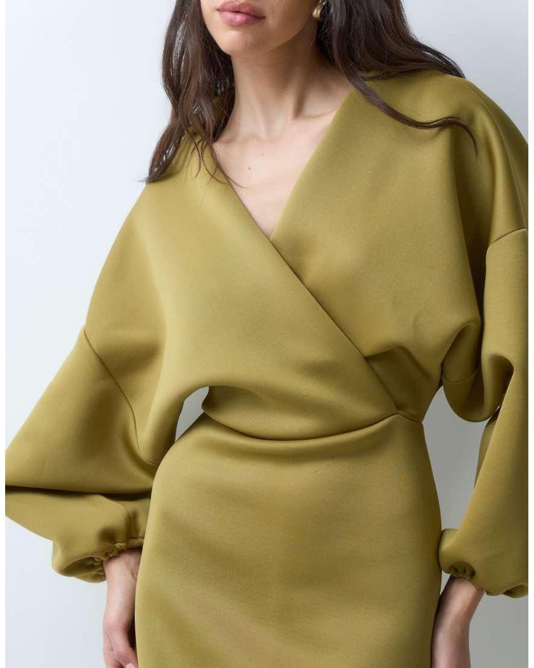 ASOS Green Balloon Sleeve Mini Dress