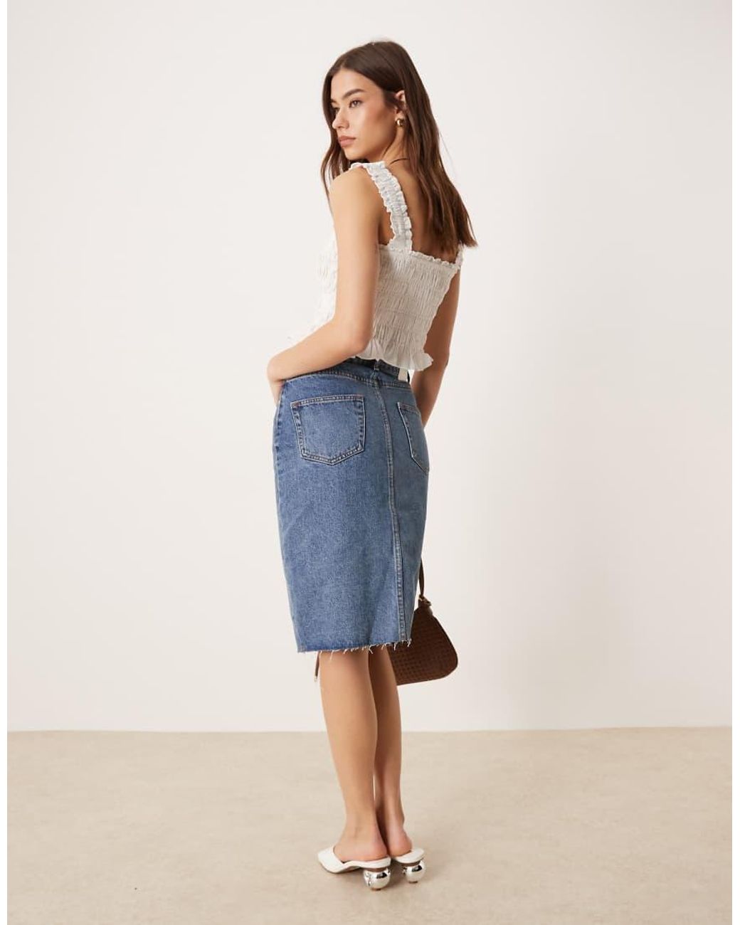 Glamorous Blue Denim Midi Skirt