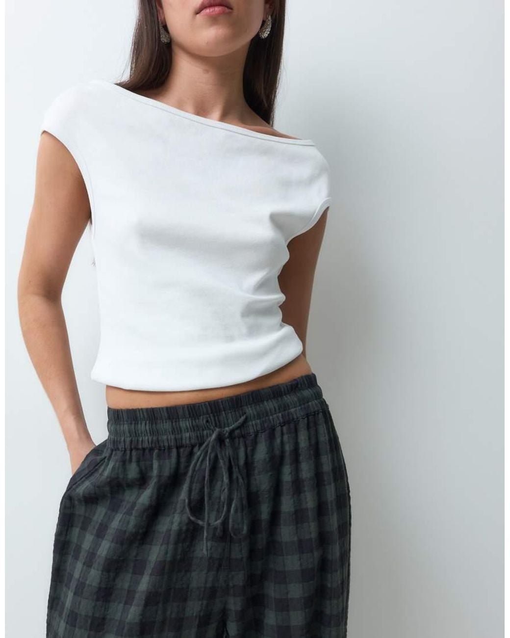ASOS Gray Barrel Leg Trouser With Elasticated Waistband