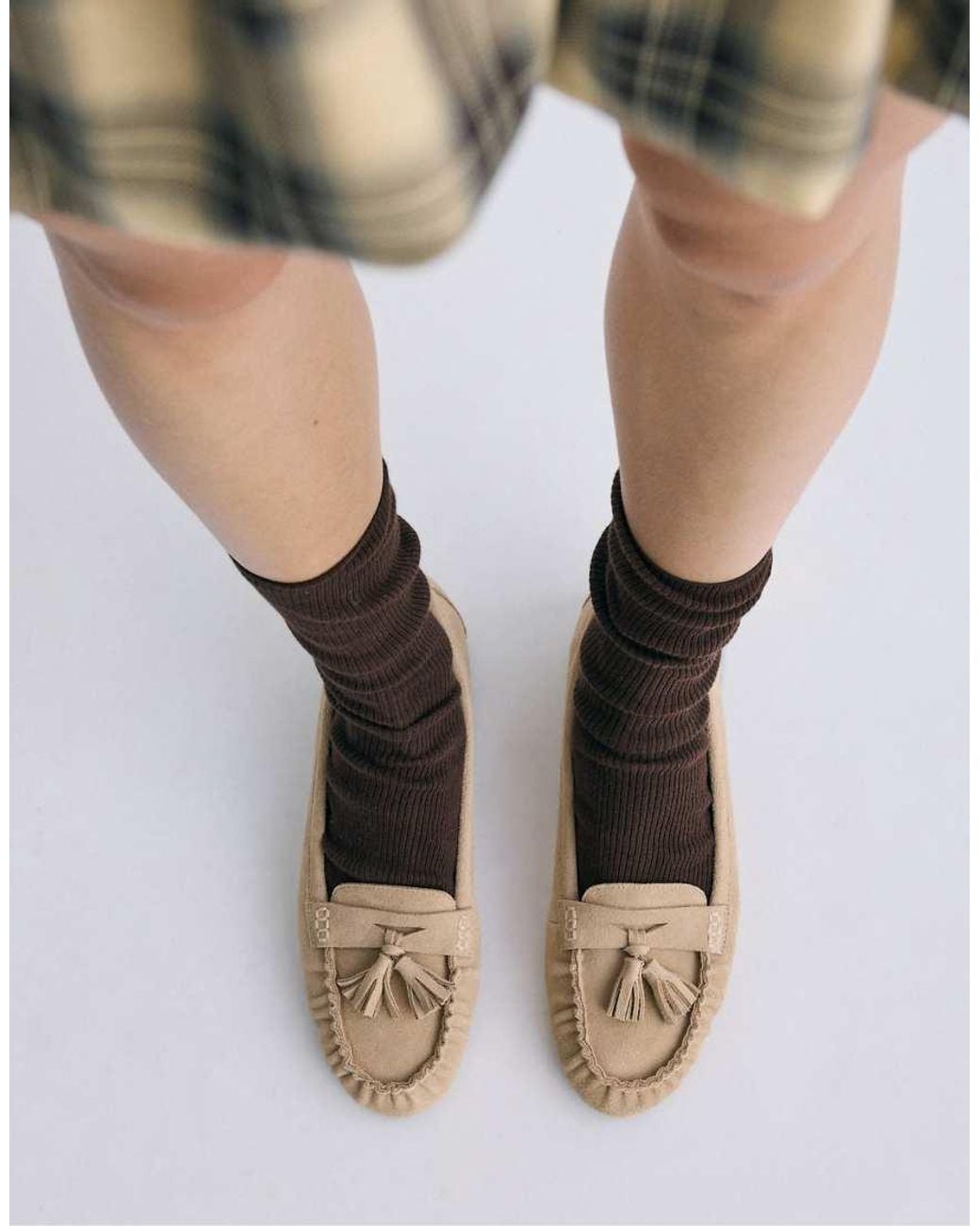Stradivarius Natural Leather Tassel Loafers