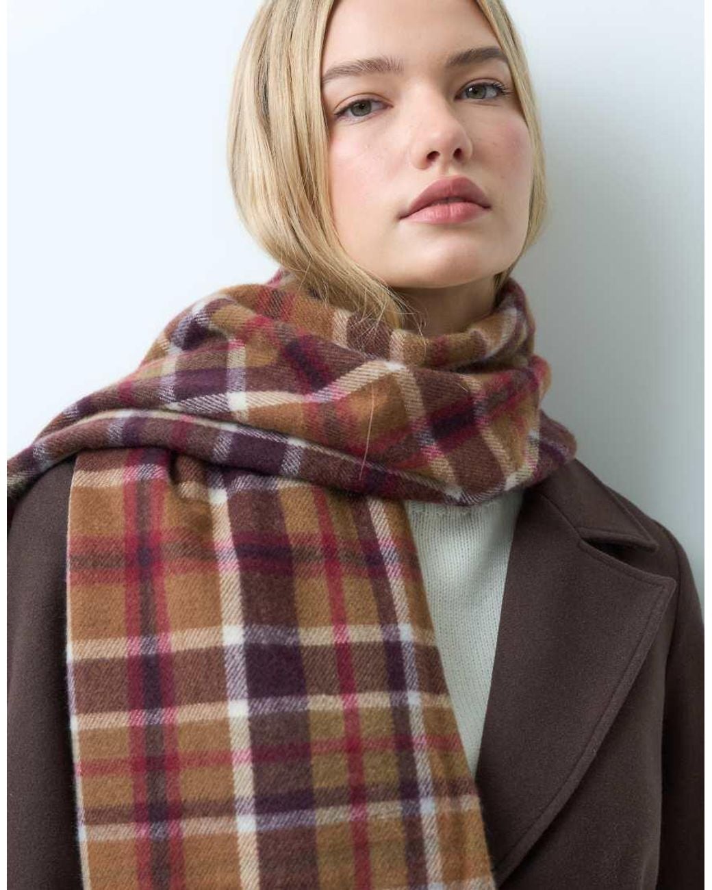 Mango Brown Knitted Scarf With Tassles