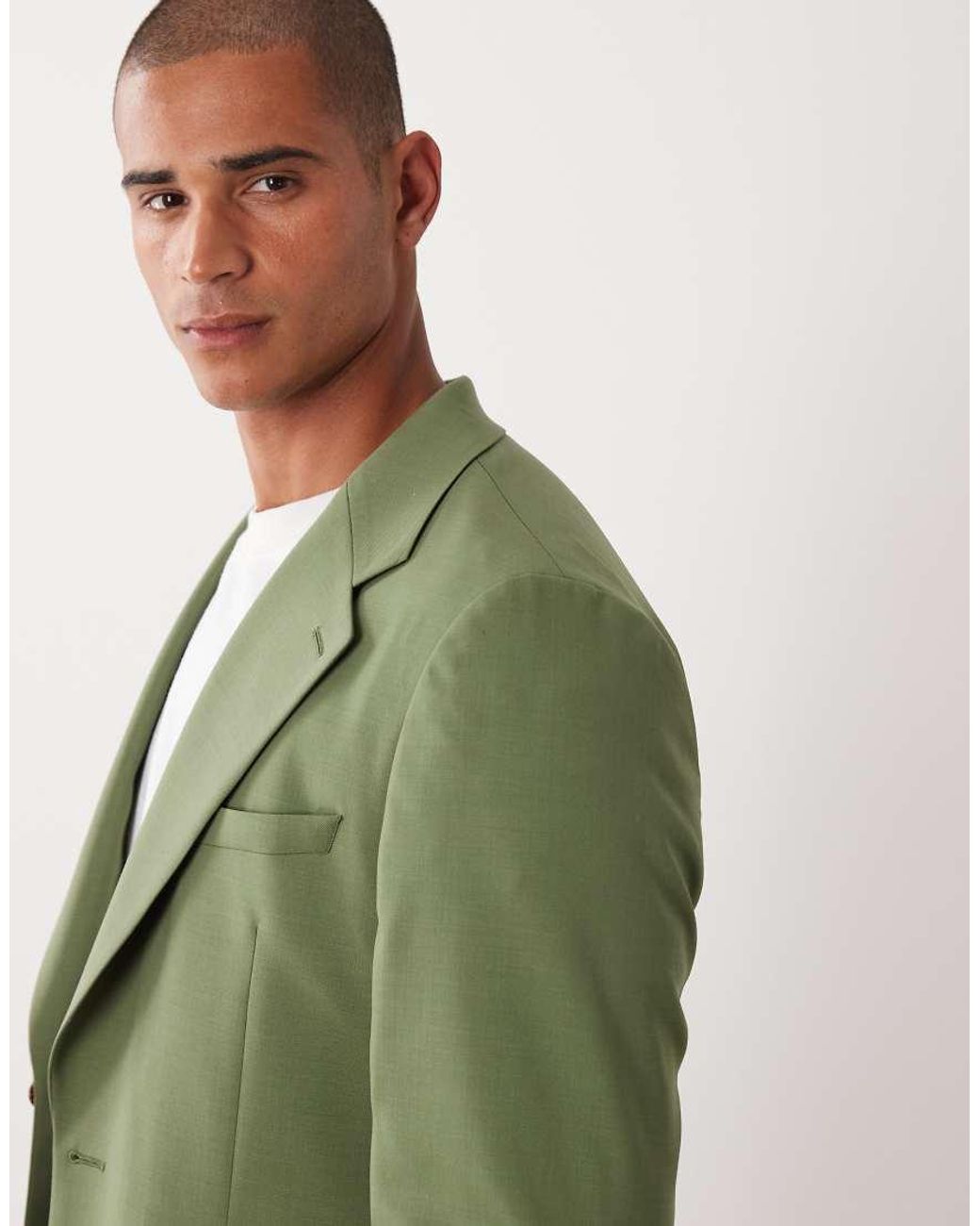 ASOS Green 100% Summer Wool Slim Suit Jacket for men