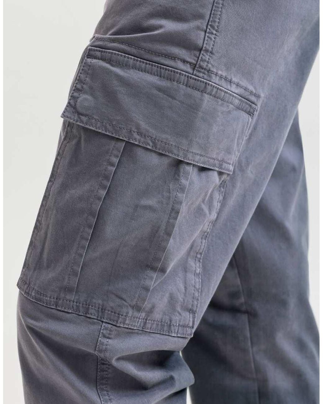 Jack & Jones Black Kane Mid Waist Relaxed Fit Cargo Trousers for men