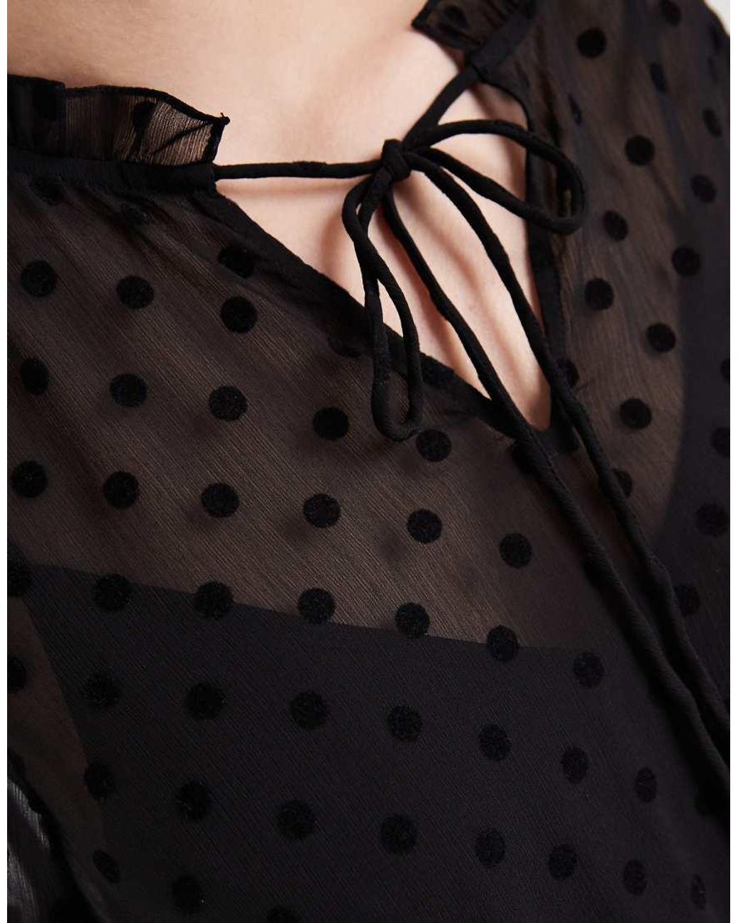 Pieces Black Sheer Dobby Mini Dress