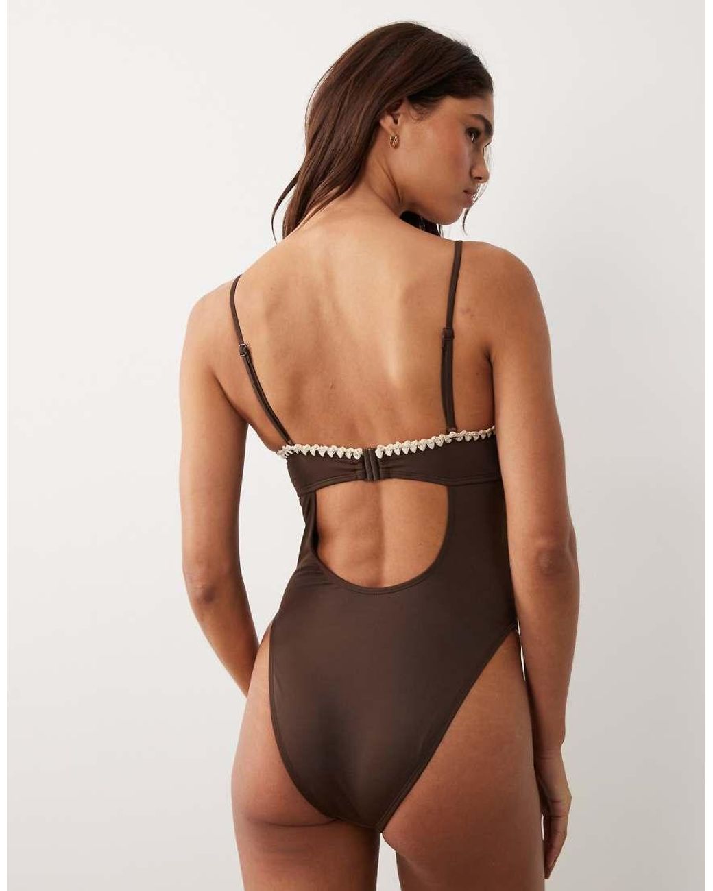ASOS Brown Whitney Whip Underwired Swimsuit