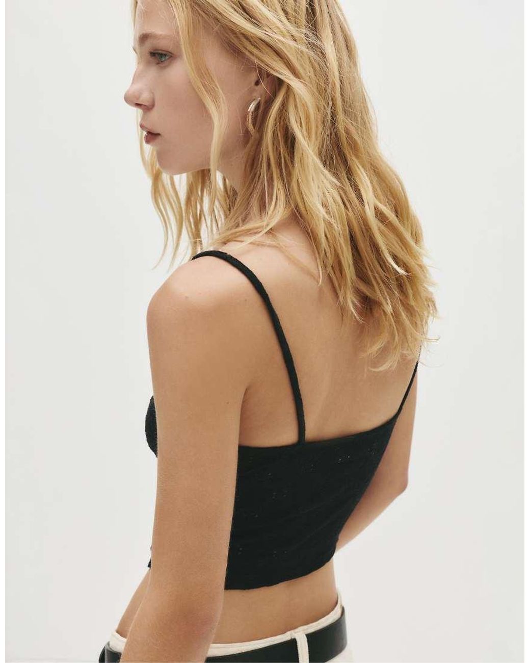 Pull&Bear Black Swiss Embroidery Corset Top