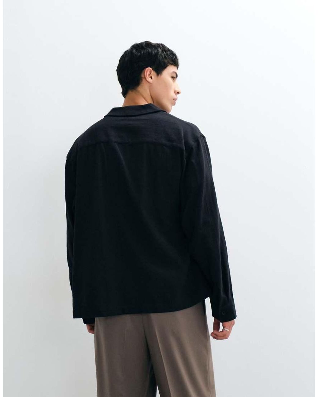 ASOS Blue Oversized Wrap Tie Shirt for men