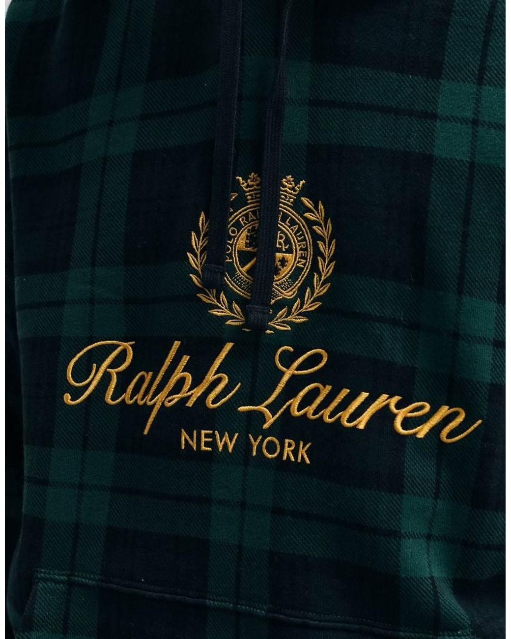 Polo Ralph Lauren Blue Large Icon Crest Plaid Hoodie for men