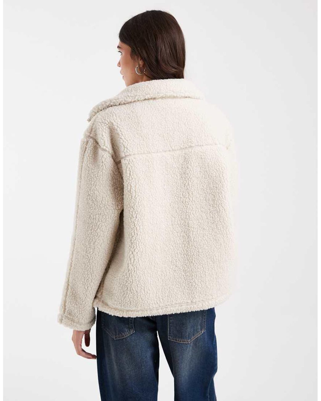 Vero Moda Blue Oversized Funnel Neck Teddy Jacket