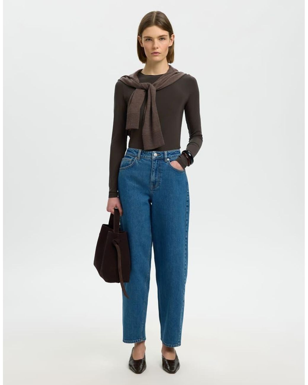 SELECTED Blue Long-sleeved T-shirt