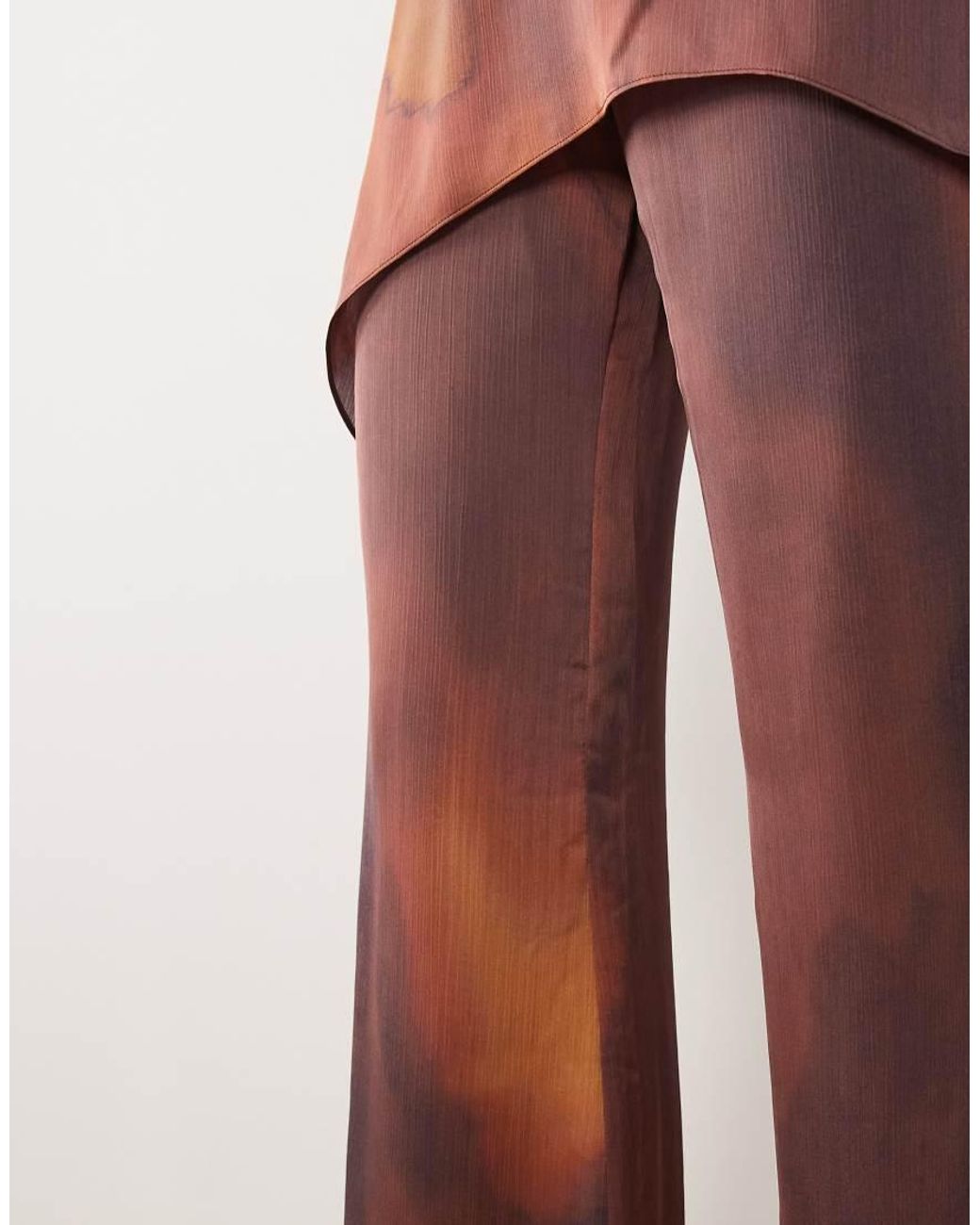 Missy Empire Brown Cotton Satin Wide Leg Trousers Co-Ord