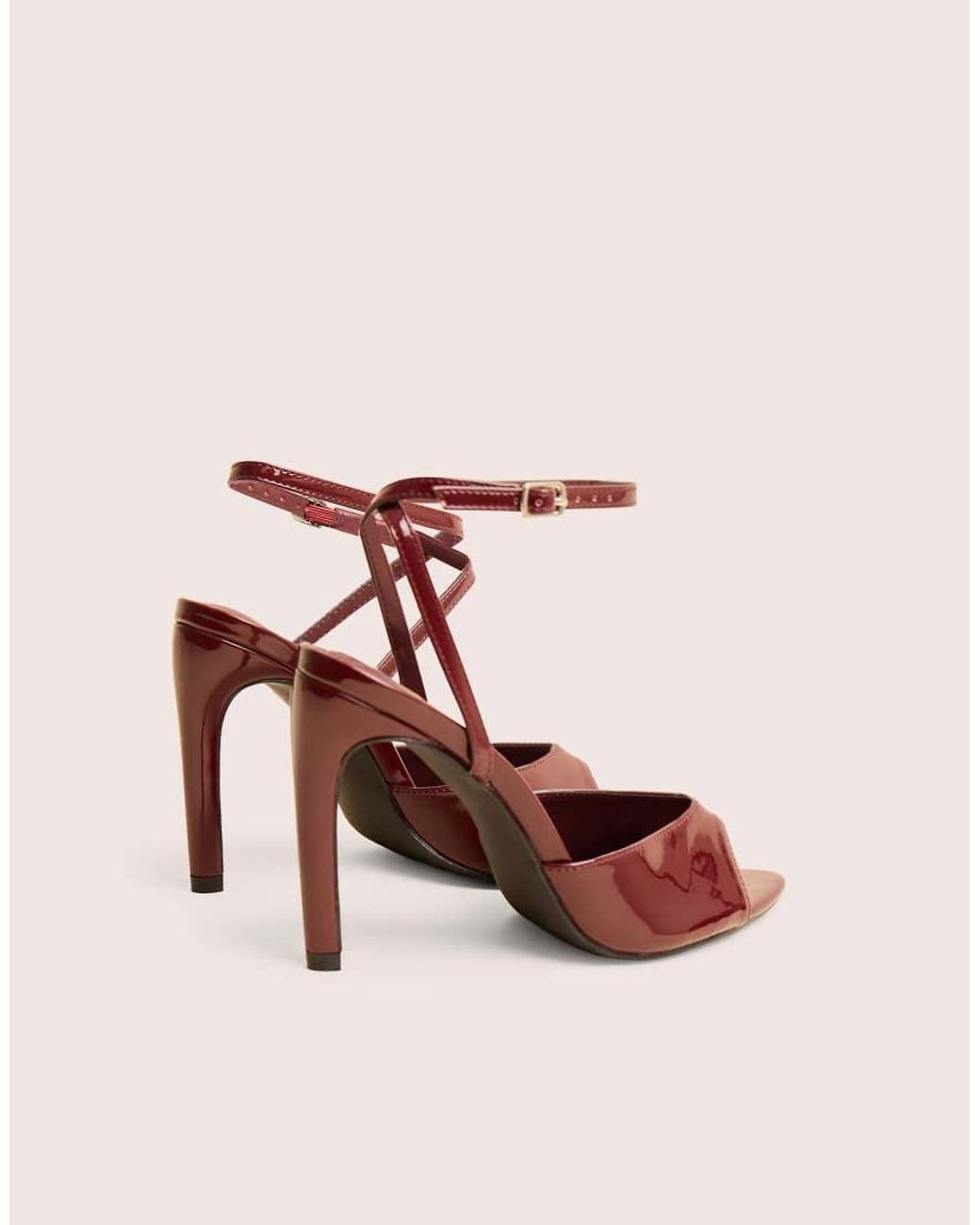 Public Desire Pink Caught On Wine Peep Toe Curved High Heel