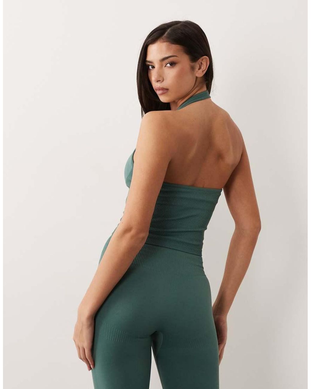 4505 Green Sculpting Seamless Halter Neck Vest With Inner Bra
