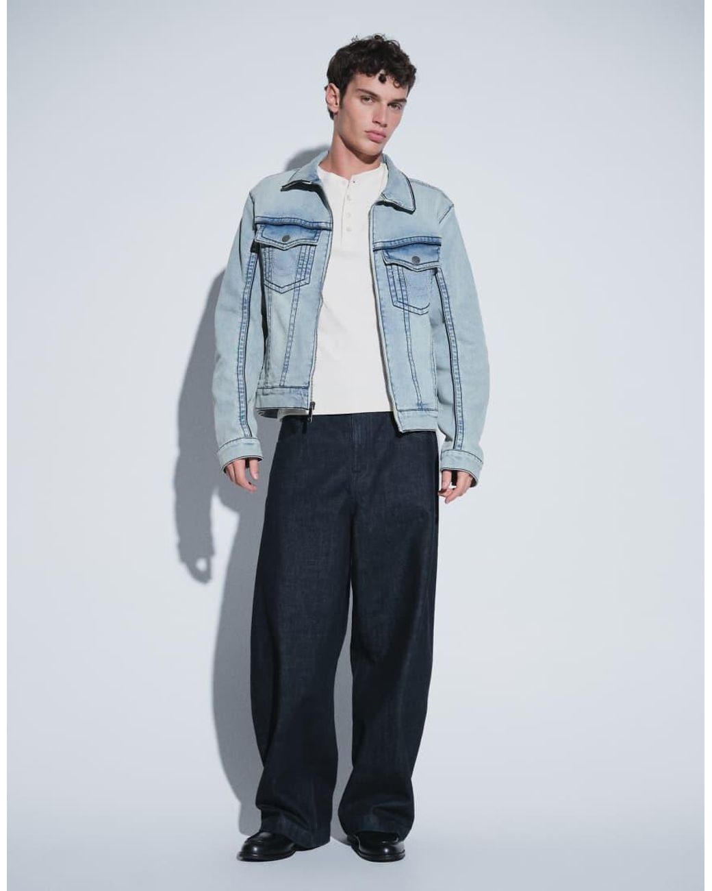 True Religion Blue Big T Moto Denim Jacket Co-ord for men