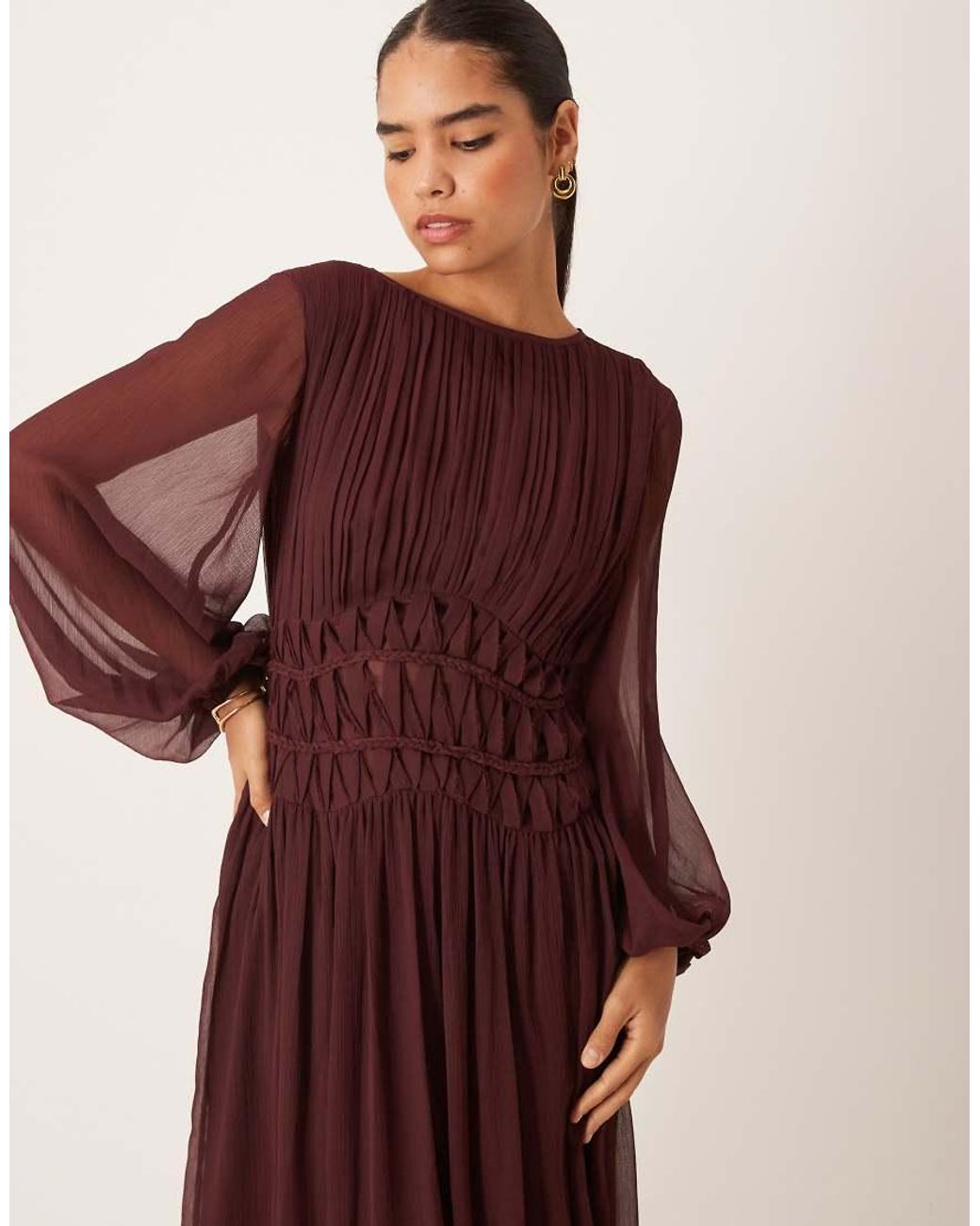 ASOS Red Macrame Waisted Detail Maxi Dress