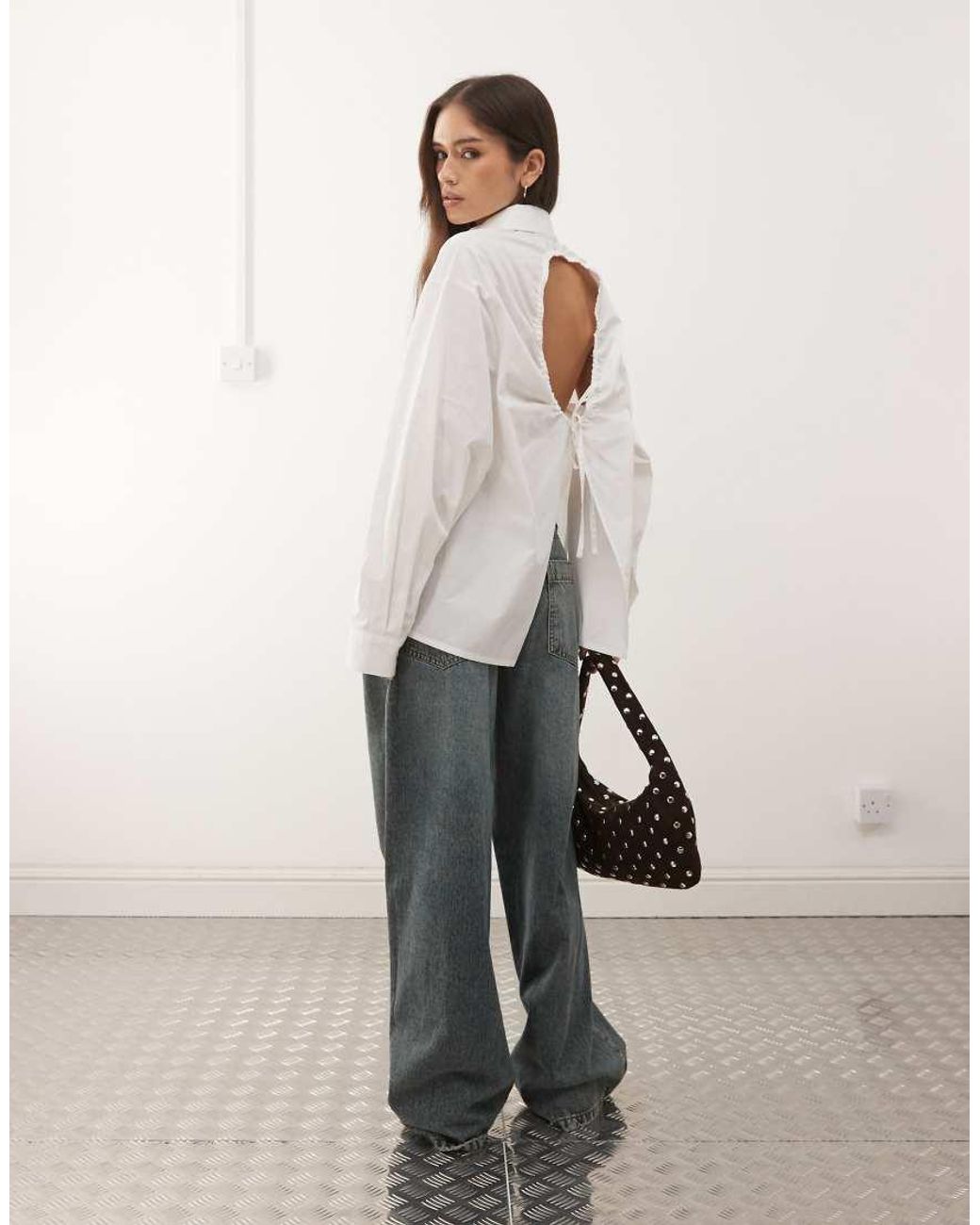 Collusion White Oversized Shirt With Cut Out Back Detail