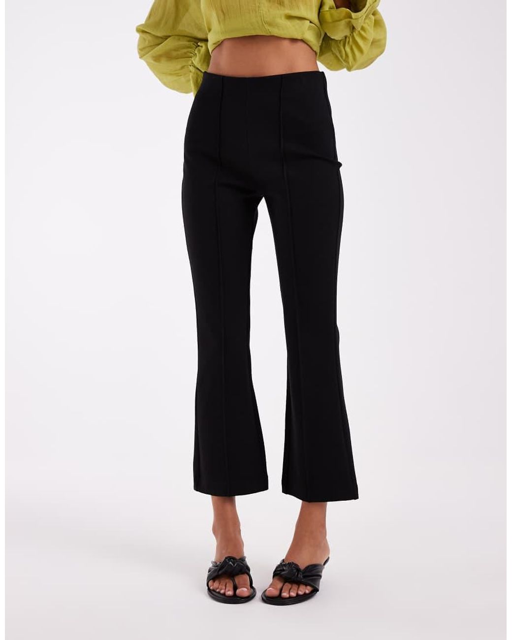 Vero Moda Yellow Sculpting Stretch High Waist Pleat Front Flare Trouser