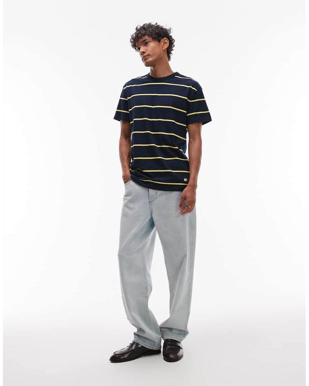 Tommy Hilfiger Yellow Textured Stripe T-Shirt for men