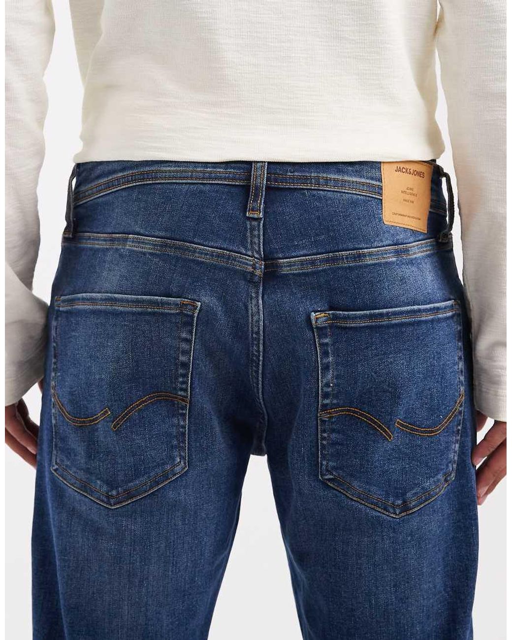 Jack & Jones White Mike Tapered Jeans for men