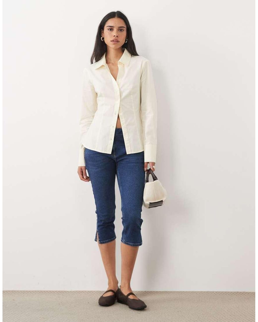 Miss Selfridge Natural Poplin Fitted Shirt