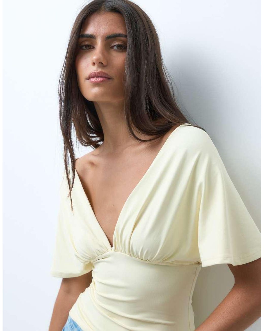 ASOS Natural Polyamide Sleeveless Tie Back Cinch Top
