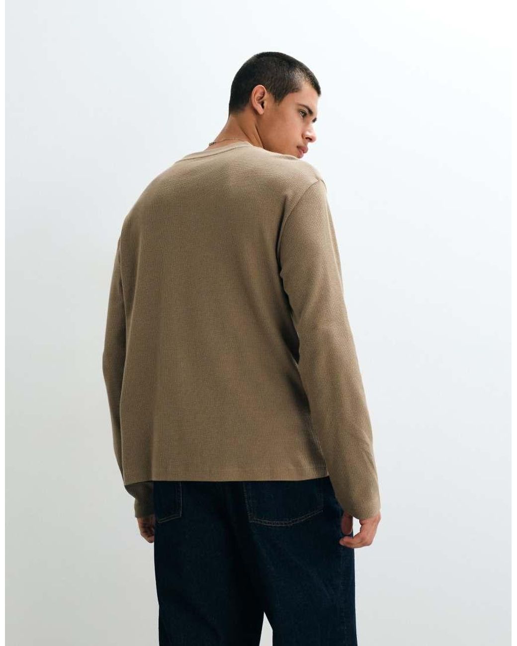 ASOS Natural Relaxed Long Sleeve T-shirt for men