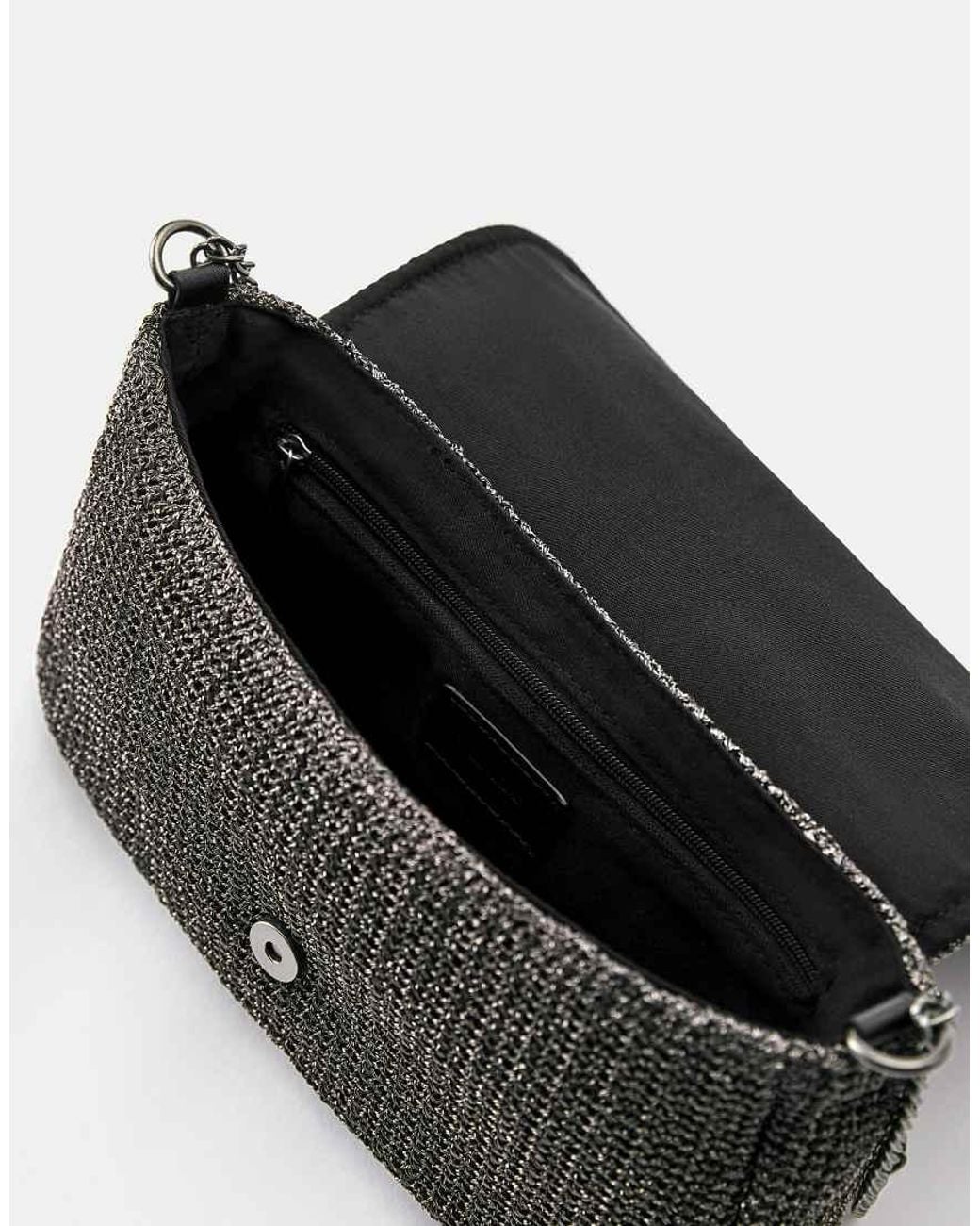 Pull&Bear Gray Textured Shoulder Bag