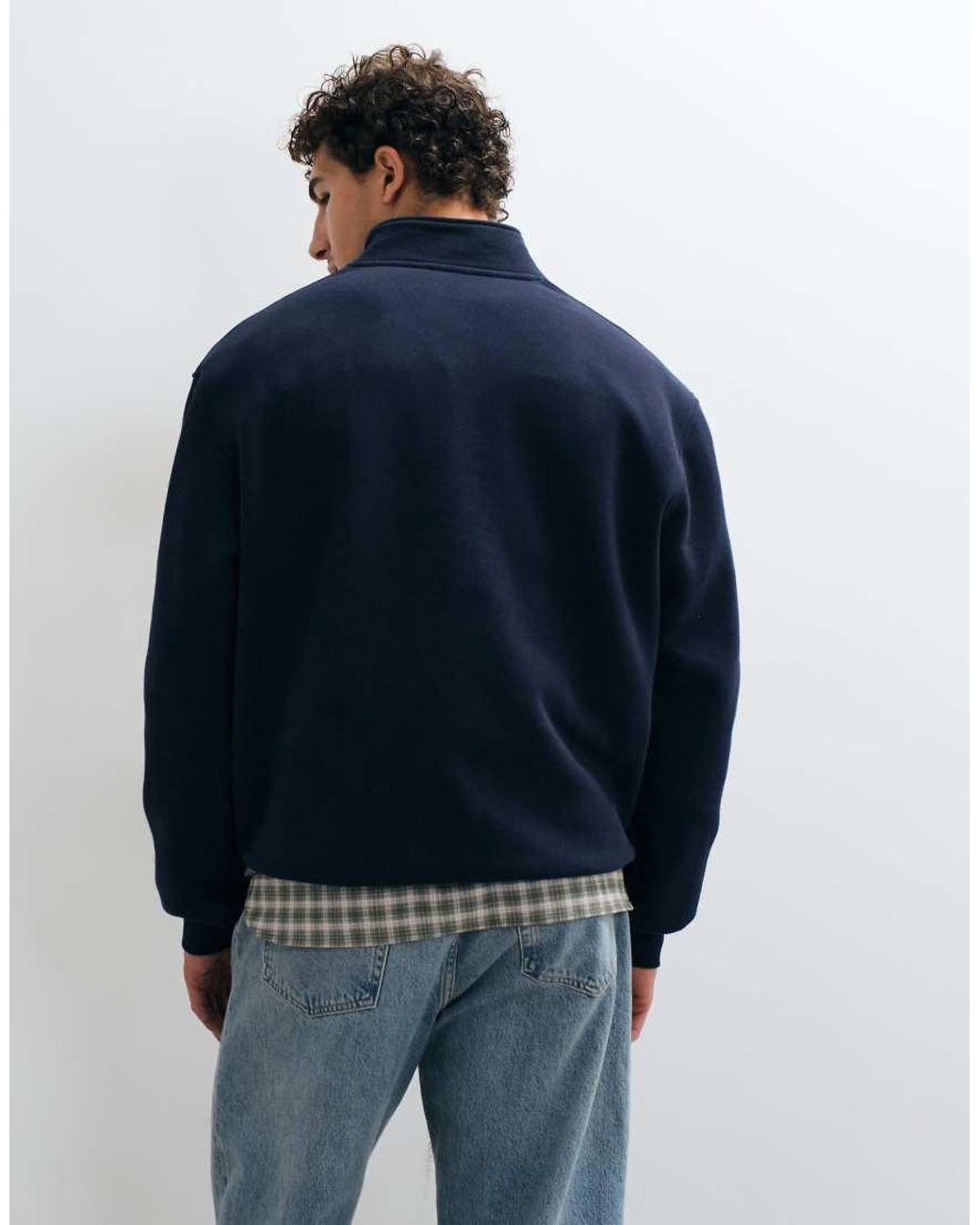 ASOS Blue Essentials Relaxed Quarter Zip Sweatshirt for men