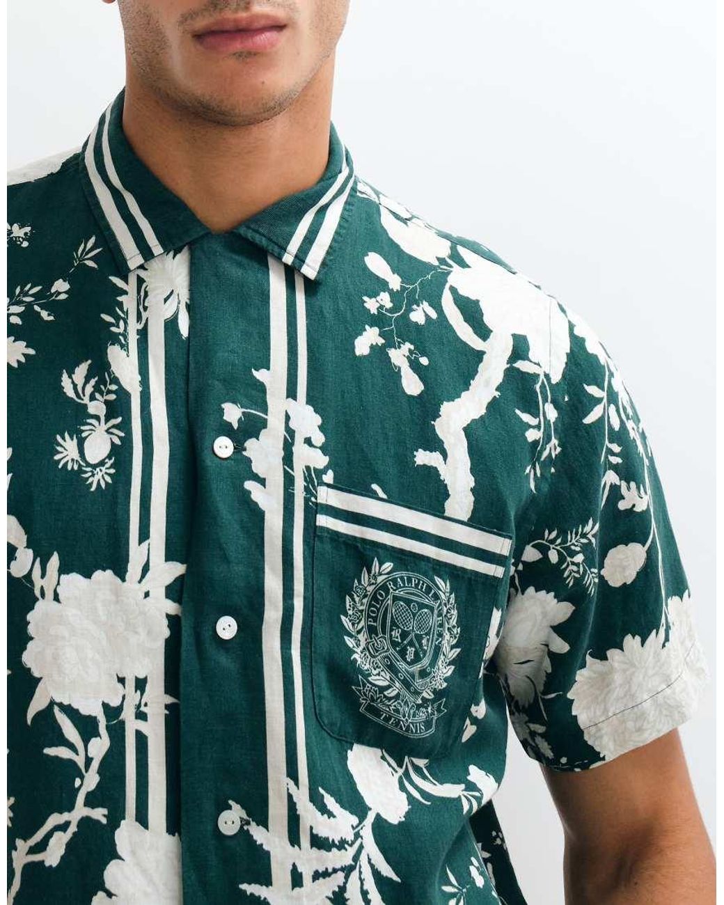Polo Ralph Lauren Multicolor Wimbledon Capsule Tea House Floral Print Open Collar Shirt for men