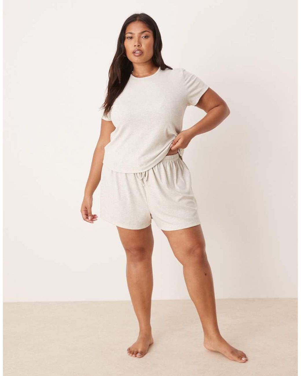 ASOS Multicolor Asos Design Curve Mix & Match Rib Oversized Pyjama Tee With Side Split