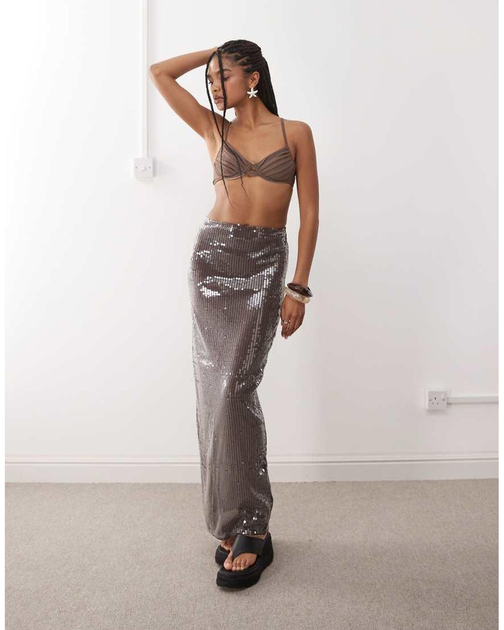 Miss Selfridge Brown Mix And Match Strappy Cup Bikini Top