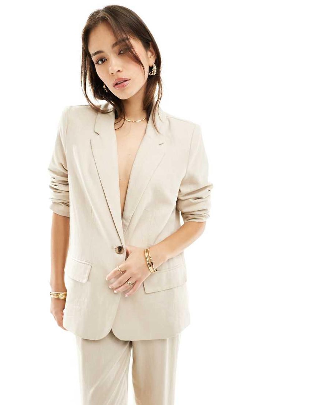 Vila Natural Linen Blazer Co-ord