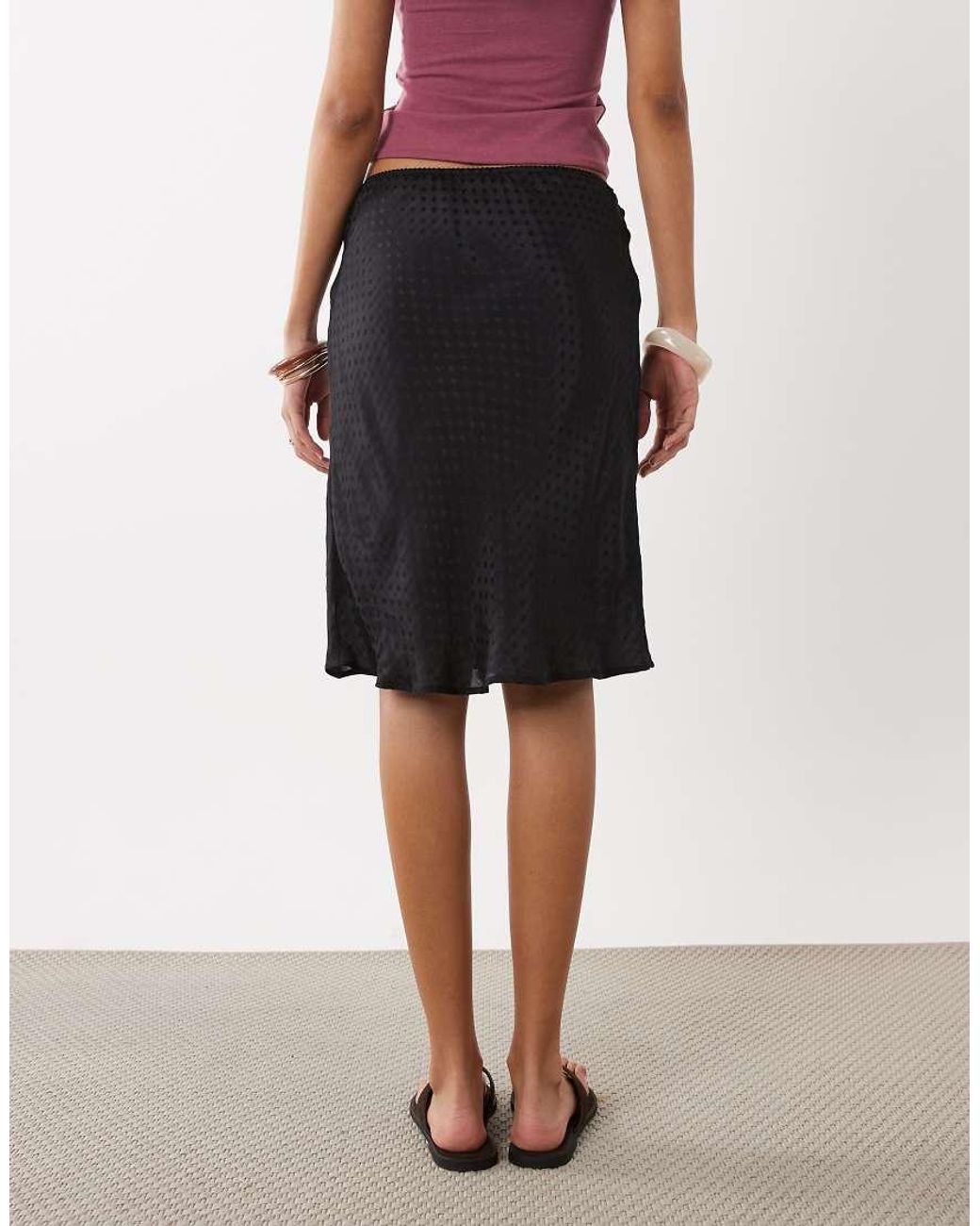 Cotton On Black Layla Midi Slip Skirt
