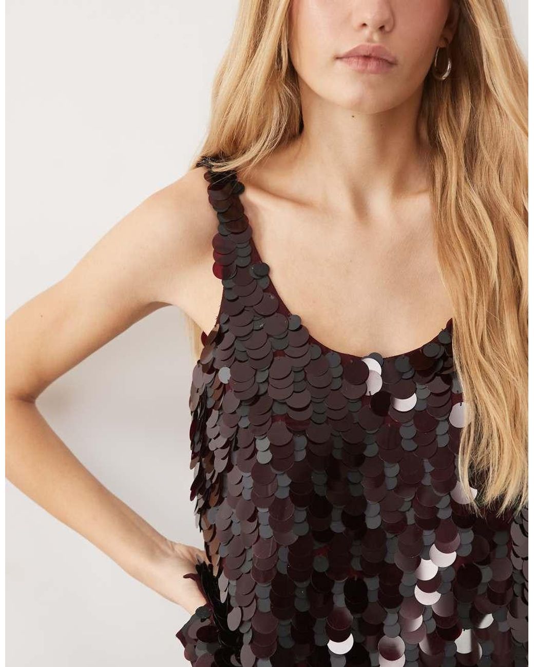 ASOS Black Embellished Sequin Scoop Neck Cami