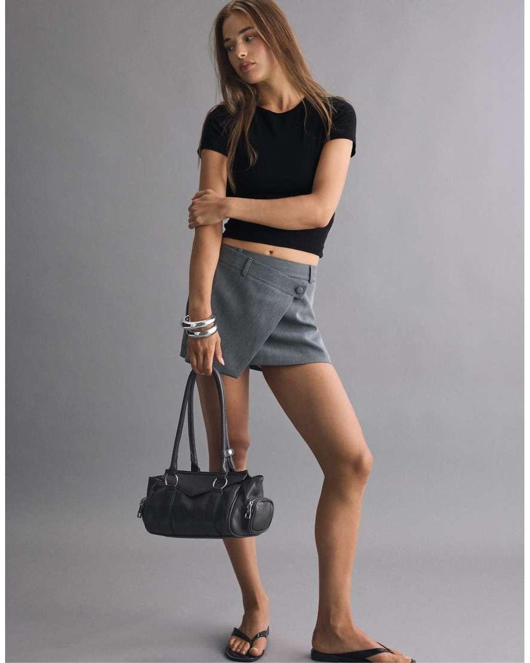 Stradivarius Black Crossover Mini Skort